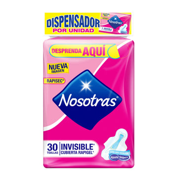 Toallas Nosotras Invisible Rapigel Dispensador 30 Unidades — Familia
