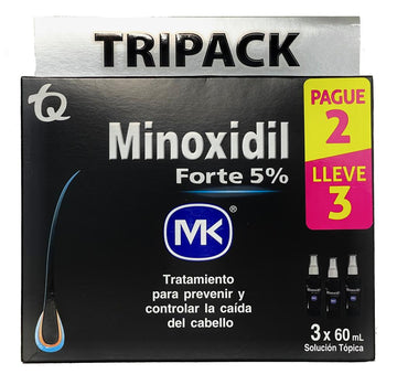 Tripack Minoxidil Forte 5% 60 ml Pague 2 Lleve 3 MK — Tecnoquímicas