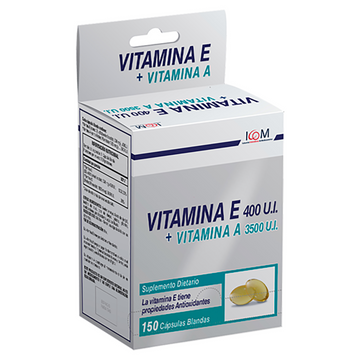 Vitamina E 400 UI + Vitamina A 3500 UI 150 cápsulas — Icom